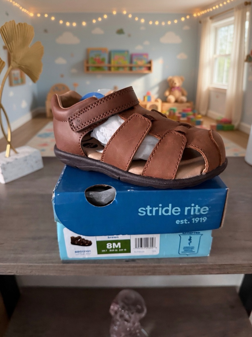 Stride Rite Brown Leather Toddler Fisherman Sandal